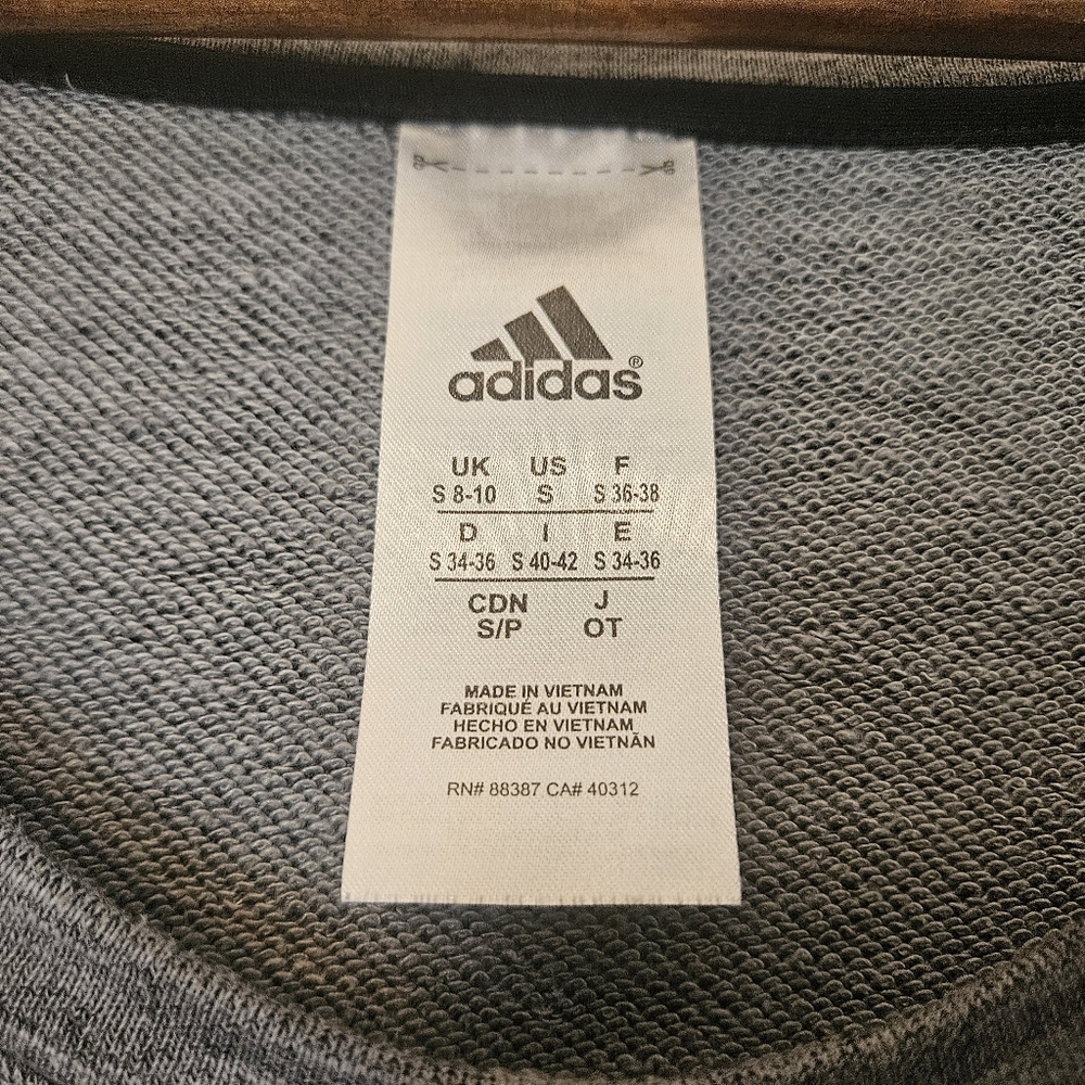 Adidas Grey Long Sleeve Sweatshirt Dress Womens Small Grey Black Side Stripe - Picture 6 of 6
